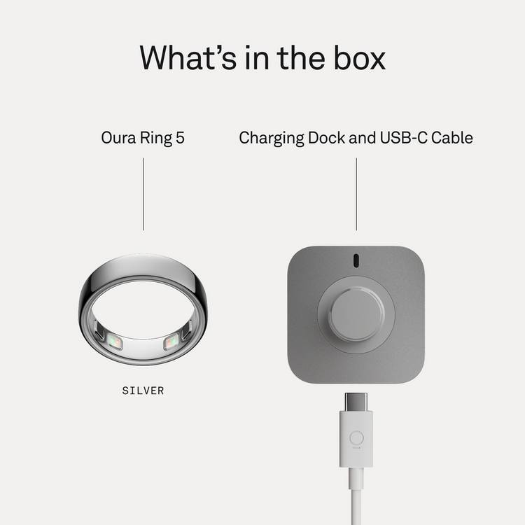 Oura Ring 5 silver smart ring size 13 - British product