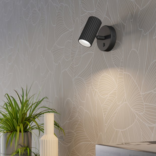 EGLO Portillo metal wall light black aluminium steel, UK version