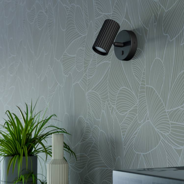 EGLO Portillo metal wall light black aluminium steel, UK version