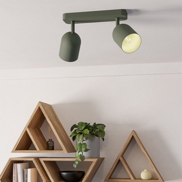 EGLO Tilston green steel 2 light spotlight - British product