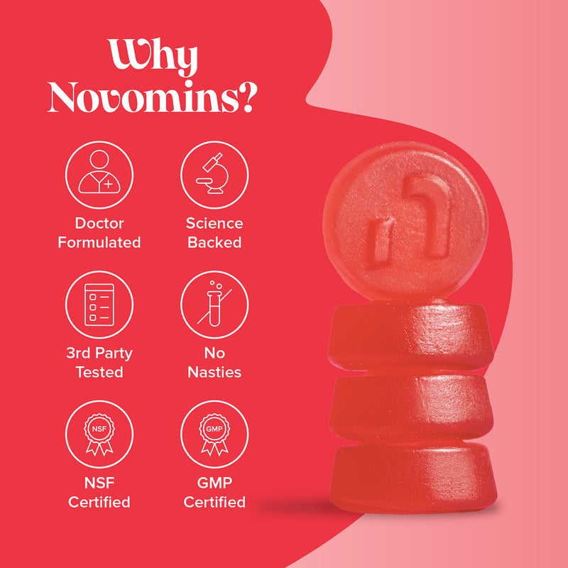 Novomins Energy Gummies Raspberry Flavour 60 Gummies, UK version