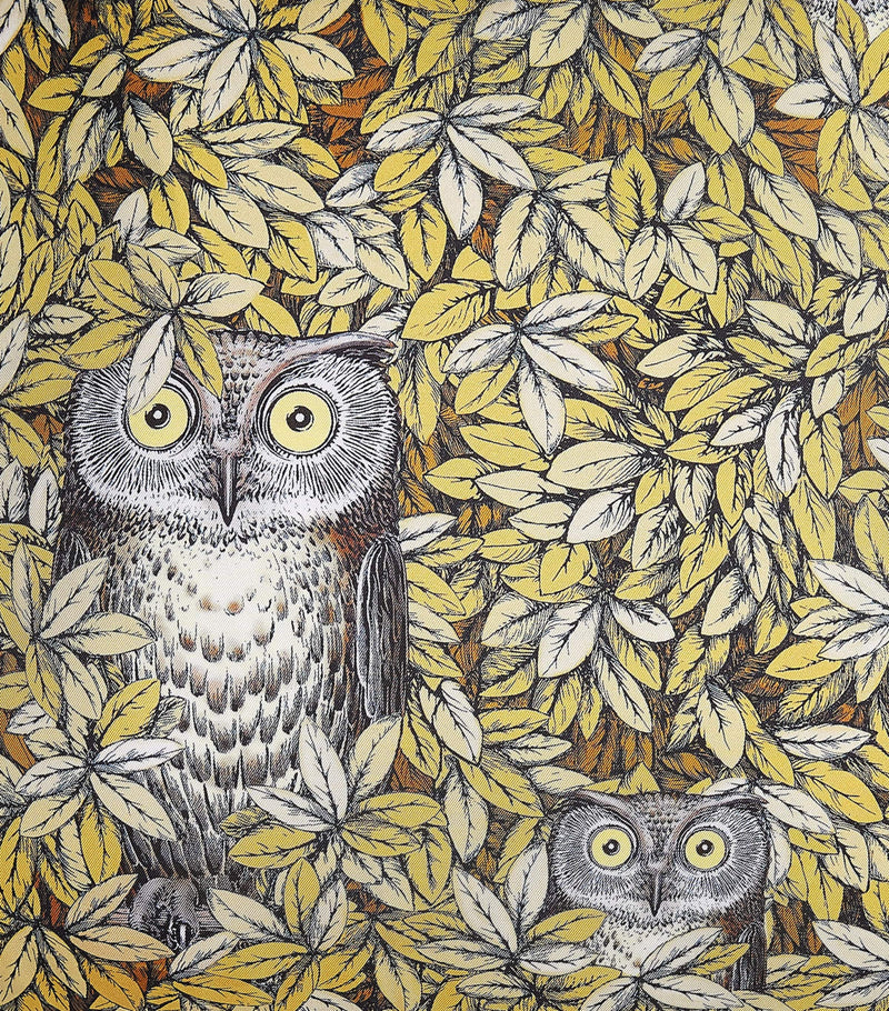 Fornasetti silk cushion with owl design, 50cm square - British product