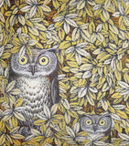 Fornasetti silk cushion with owl design, 50cm square - British product