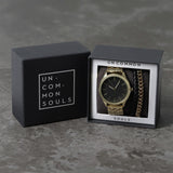 Uncommon Souls gold watch and bracelet set, UK version