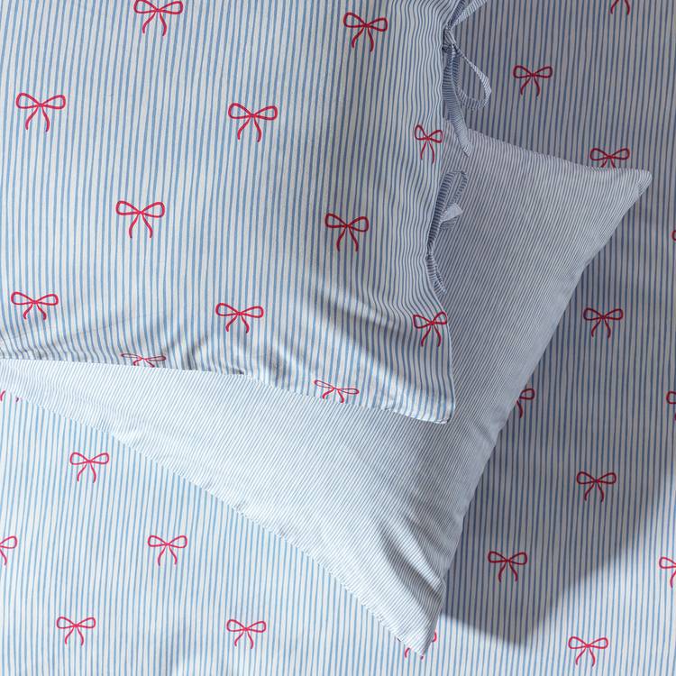 Argos Home bedding set blue stripe bows single - British product