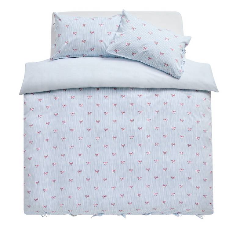 Argos Home bedding set blue stripe bows single - British product
