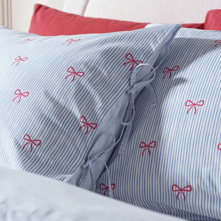 Argos Home bedding set blue stripe bows single - British product