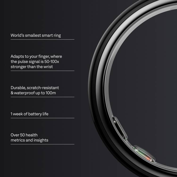 Oura Ring 5 smart ring black size 9, UK version