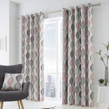 Fusion Lennox ogee eyelet curtains blush pink 117x137cm, UK version