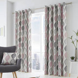Fusion Lennox ogee eyelet curtains blush pink 117x137cm, UK version