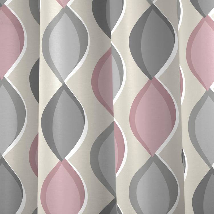 Fusion Lennox ogee eyelet curtains blush pink 117x137cm, UK version