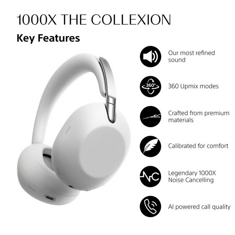Sony 1000X over-ear wireless headphones Platinum (British brand)