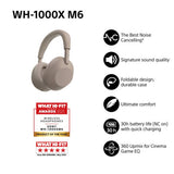 Sony WH-1000XM6 noise cancelling over-ear headphones Sandstone, UK version