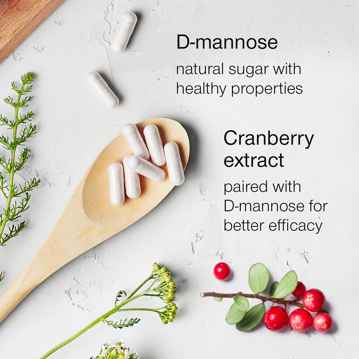 SuperSelf D-Mannose with Cranberry 1000mg 120 capsules (British brand)