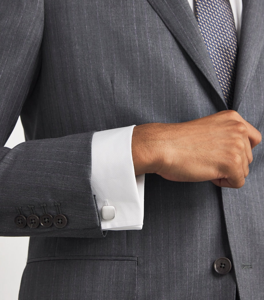 Giorgio Armani round sterling silver cufflinks, imported from the UK