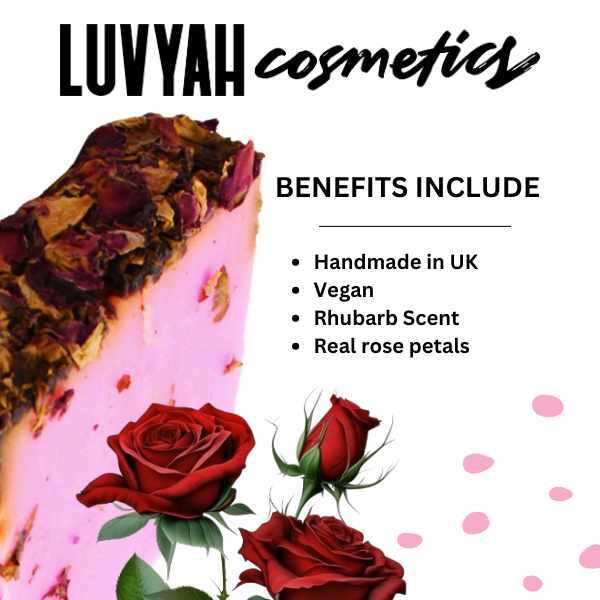 Luvyah Rose Petal Power Soap Bar, imported from the UK