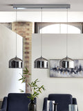 Smoke Grey Helix three-light linear ceiling pendant, UK version