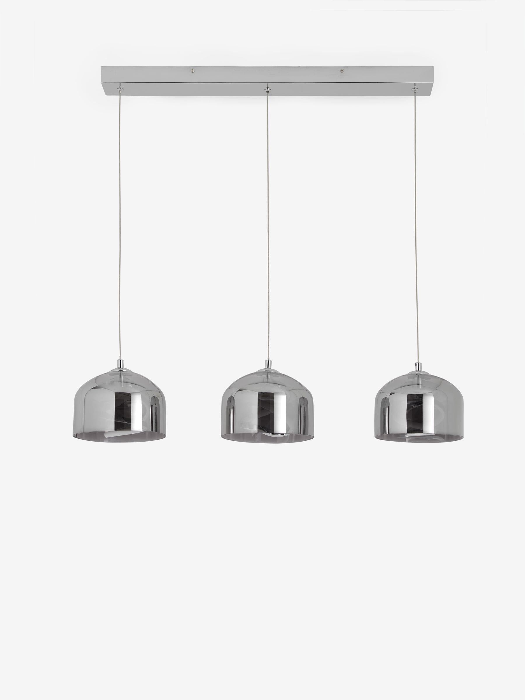 Smoke Grey Helix three-light linear ceiling pendant, UK version