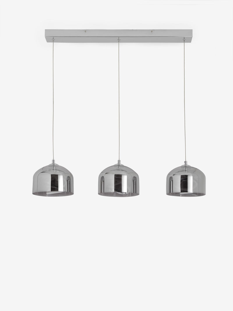 Smoke Grey Helix three-light linear ceiling pendant, UK version