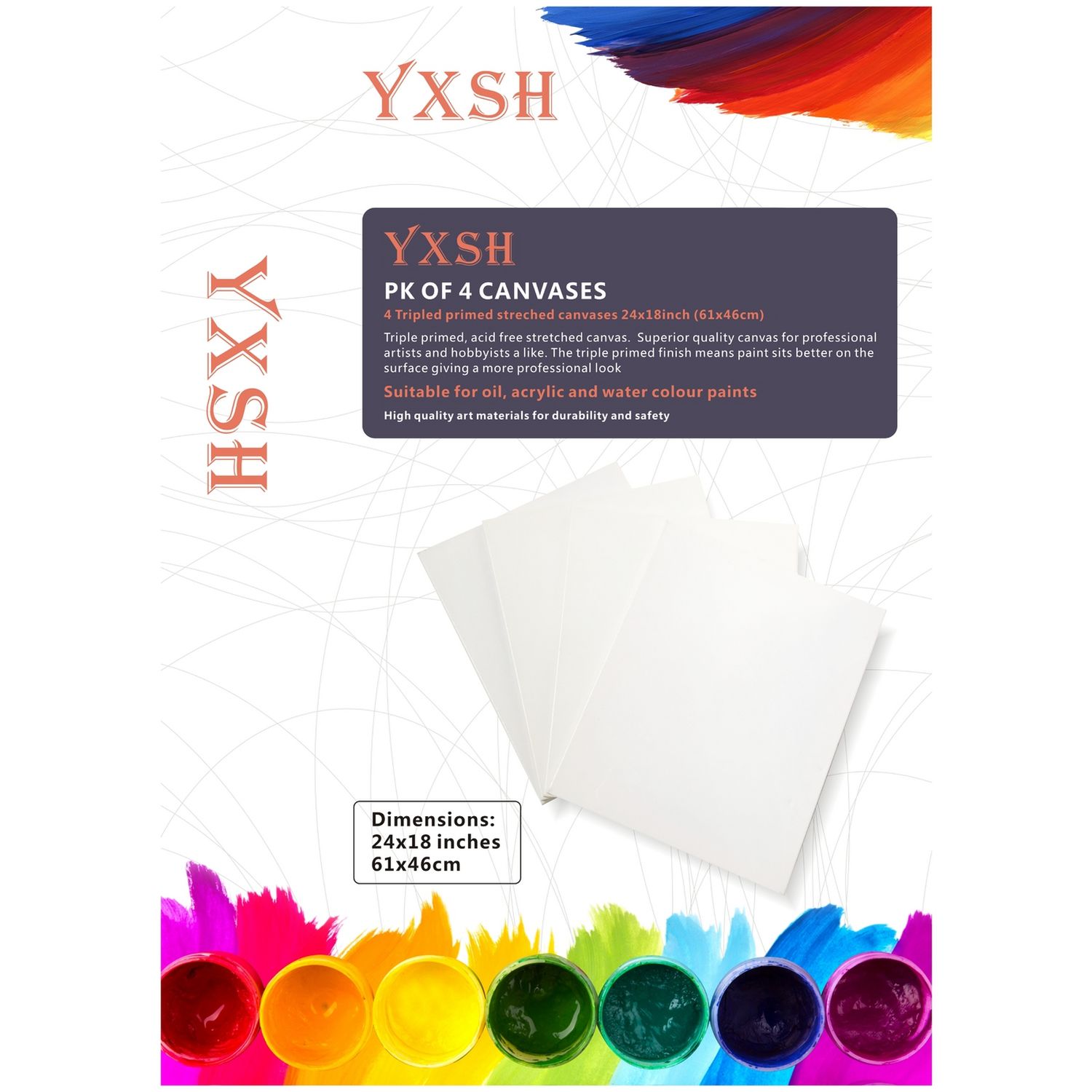 YXSH pack of 4 canvasses 24x18 inches - British product