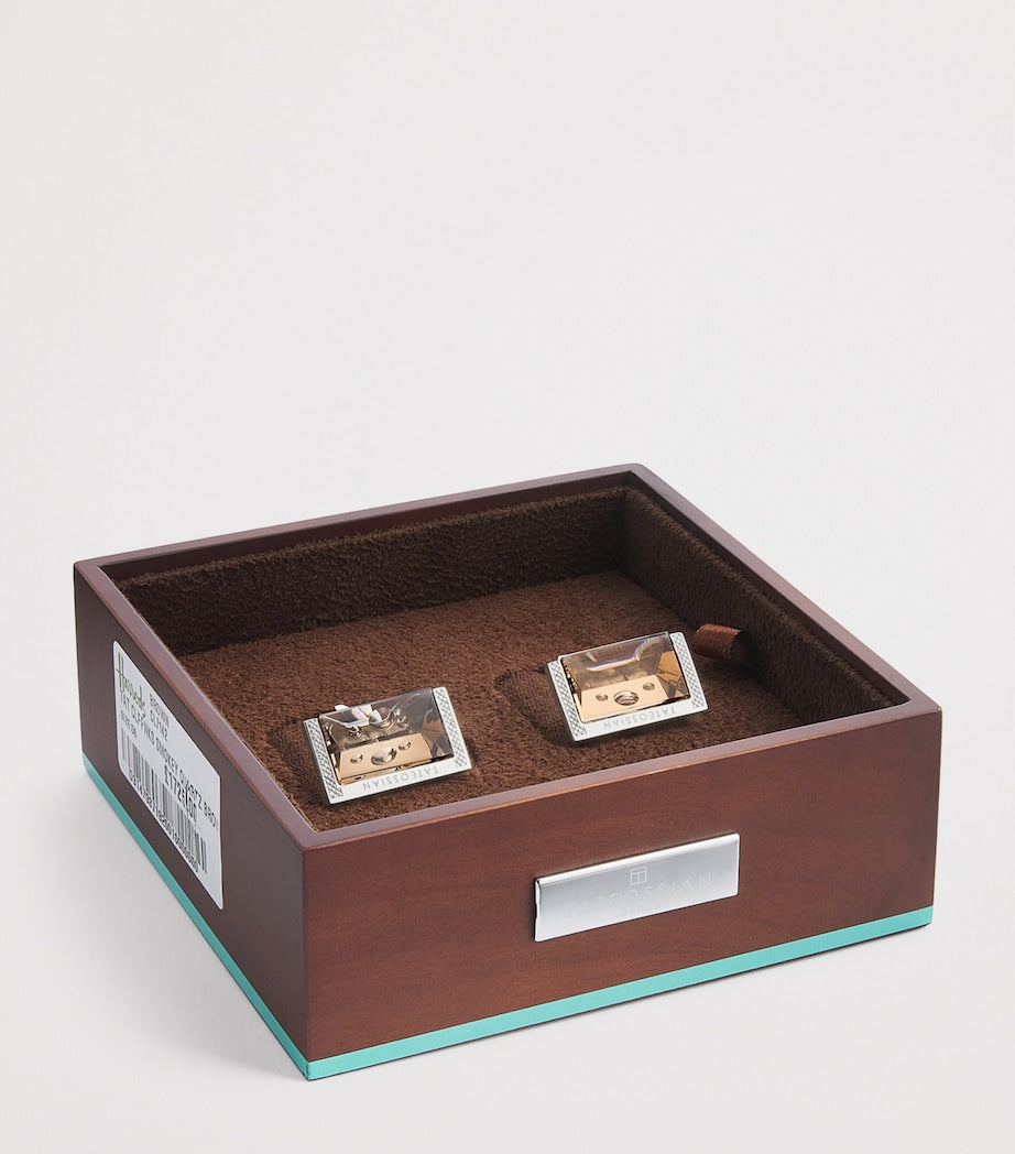 Tateossian sterling silver and smoky quartz cufflinks - British product