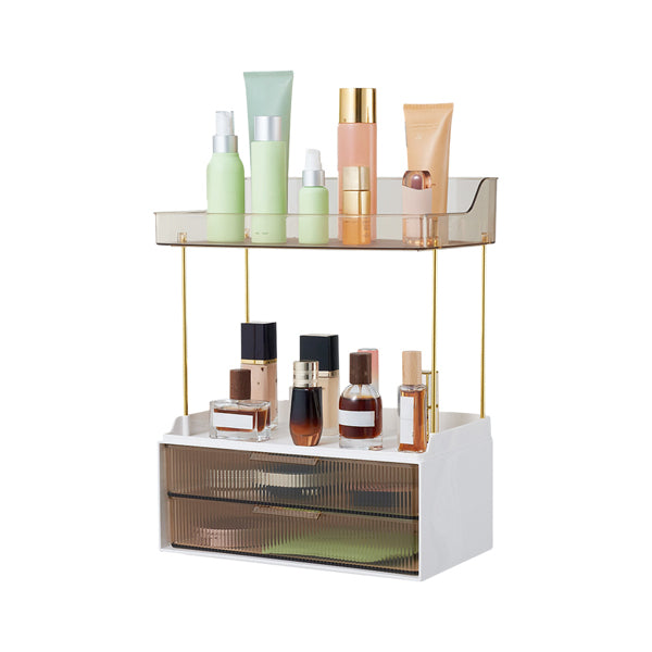 Livingandhome Desktop Makeup Organiser amber with 2 drawers, imported from the UK