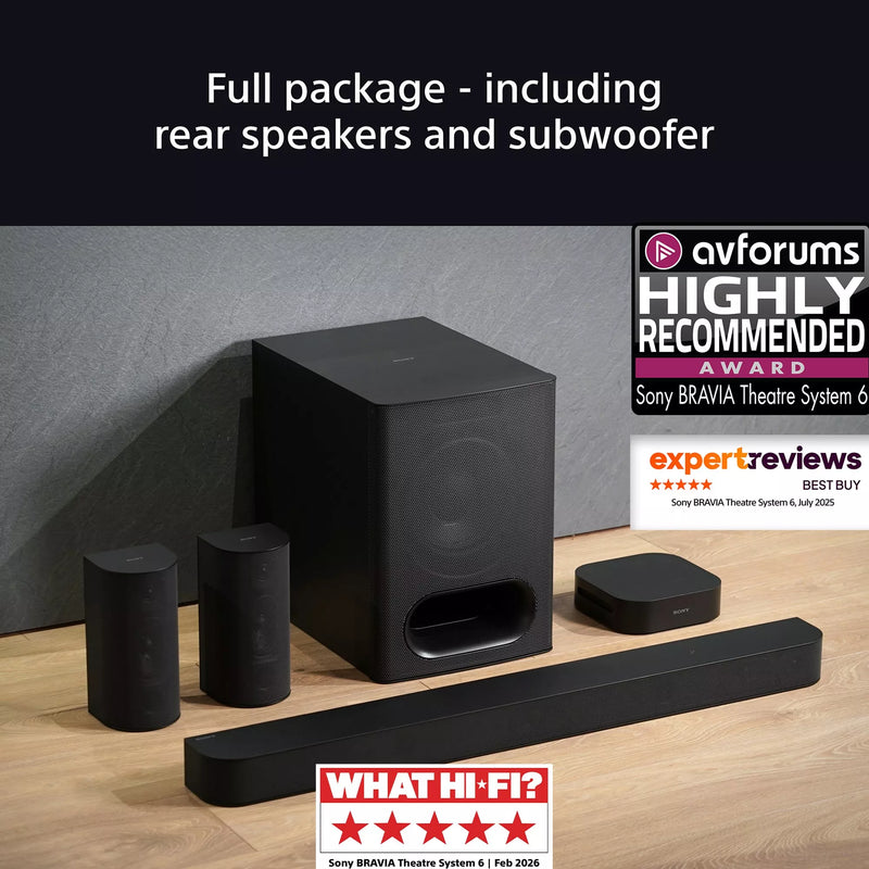 Sony BRAVIA soundbar with wireless subwoofer and rear speakers, UK version