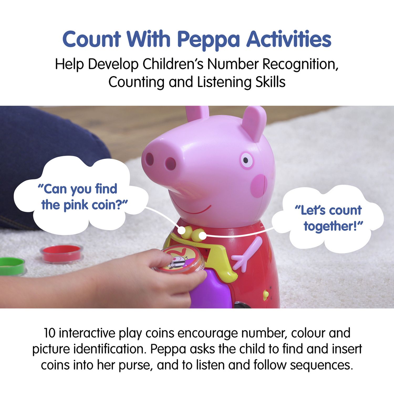 Peppa Pig interactive counting purse with coins (British brand)