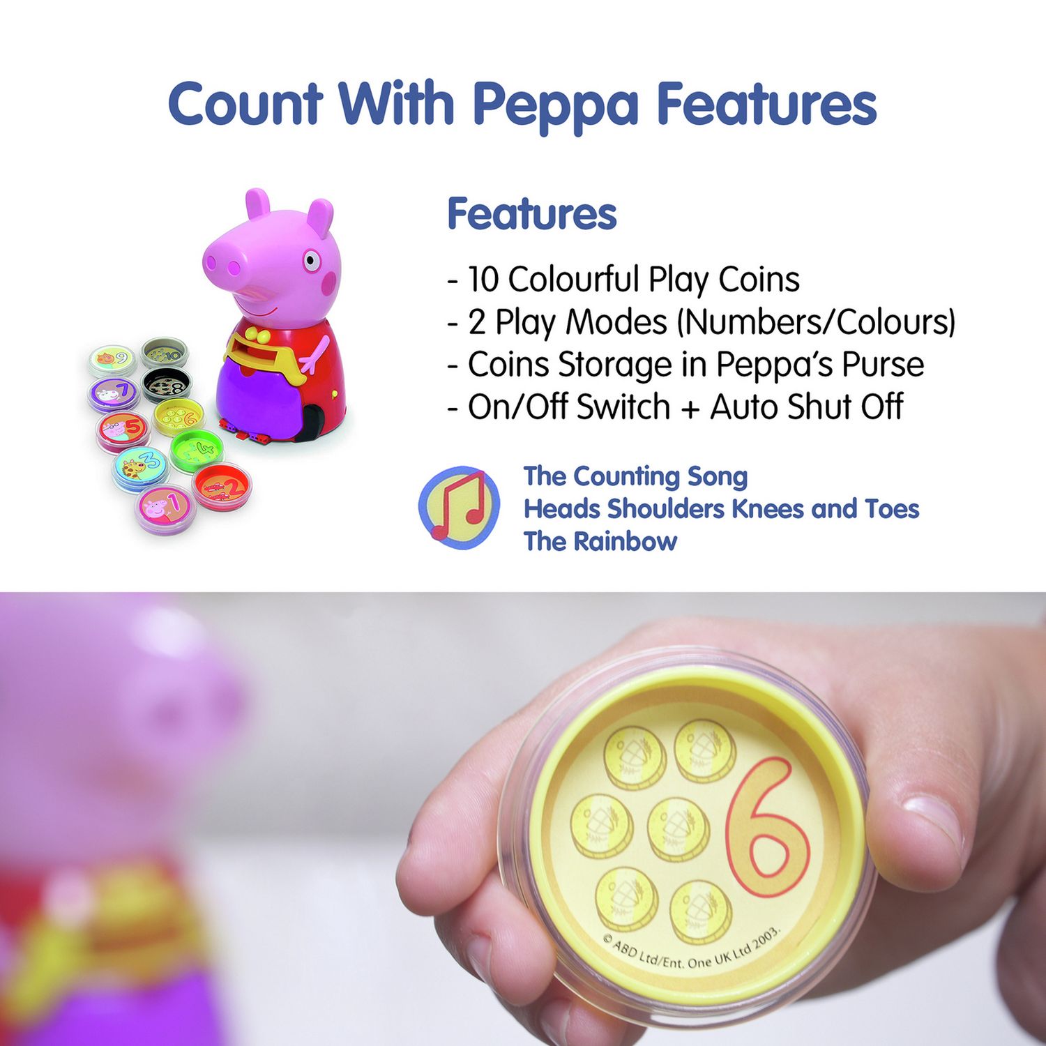 Peppa Pig interactive counting purse with coins (British brand)