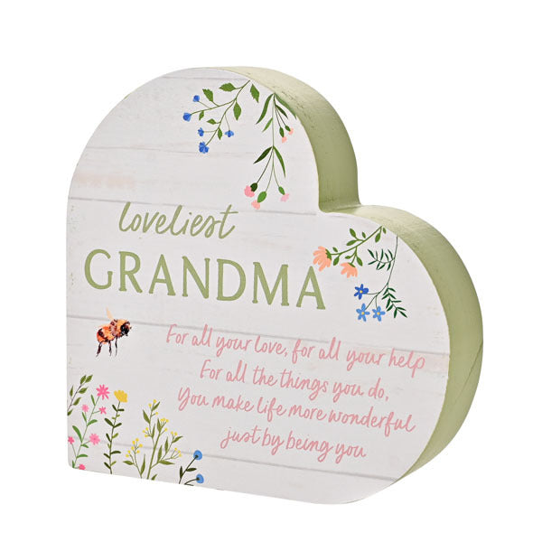 The Cottage Garden Floral Heart Mantel Plaque 'Grandma'