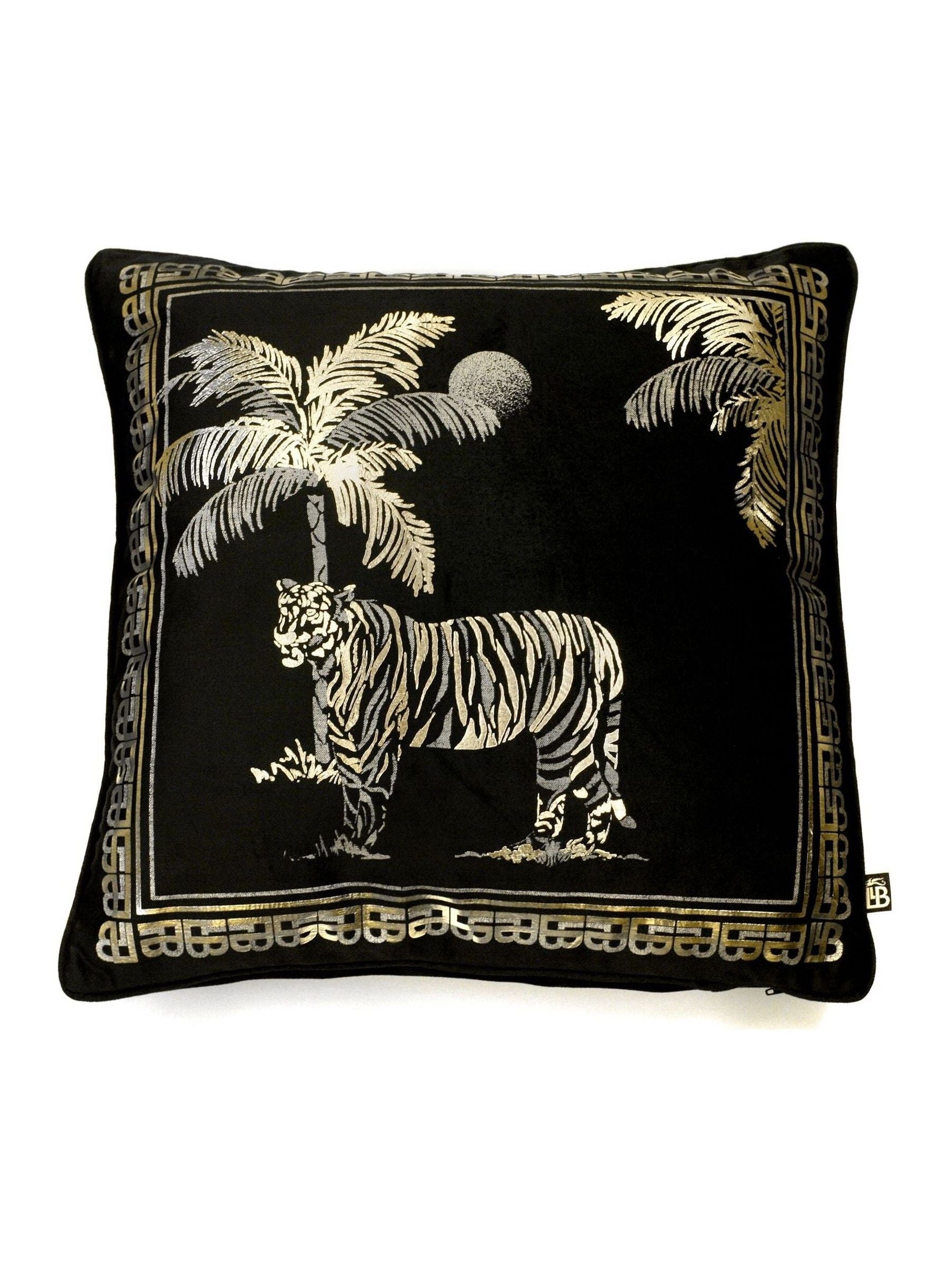 Laurence Llewelyn-Bowen Black Tiger Samt Luxuskissen, UK-Version
