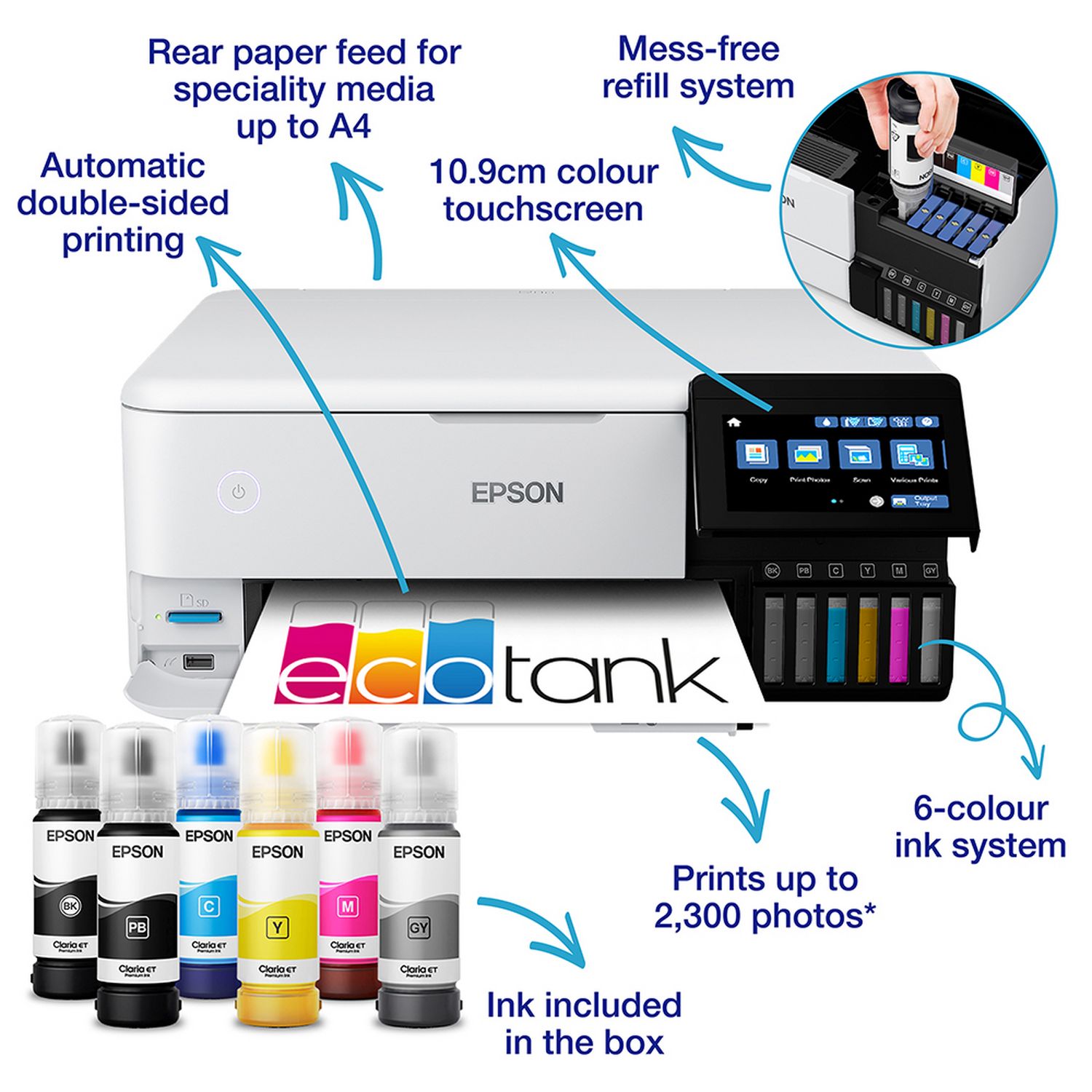 Epson EcoTank ET-8500 wireless inkjet printer - British product
