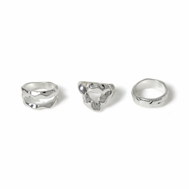Freedom silver-tone molten ring pack medium (British brand)
