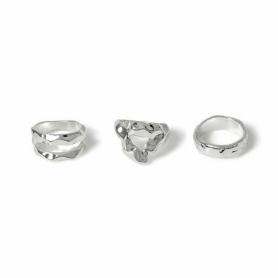 Argos Freedom Silver-tone Molten Ring Pack 3-Piece Stacking Rings Medium- Buy online at McGrocer