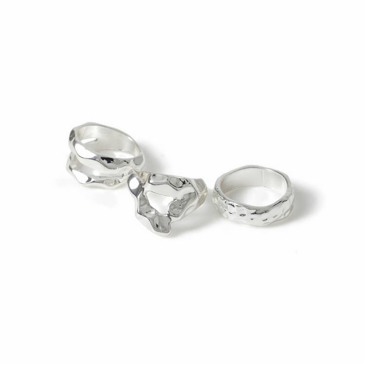 Freedom silver-tone molten ring pack medium (British brand)