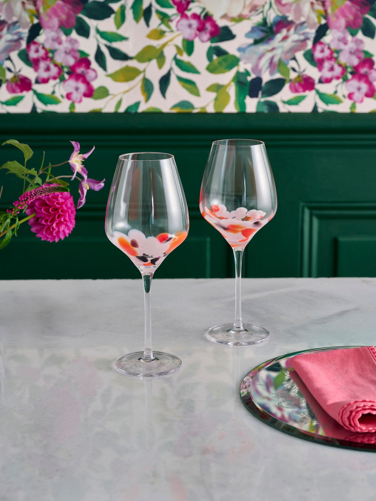 Clarke & Clarke blush pink Luco tapered wine glasses set of 2 - British product