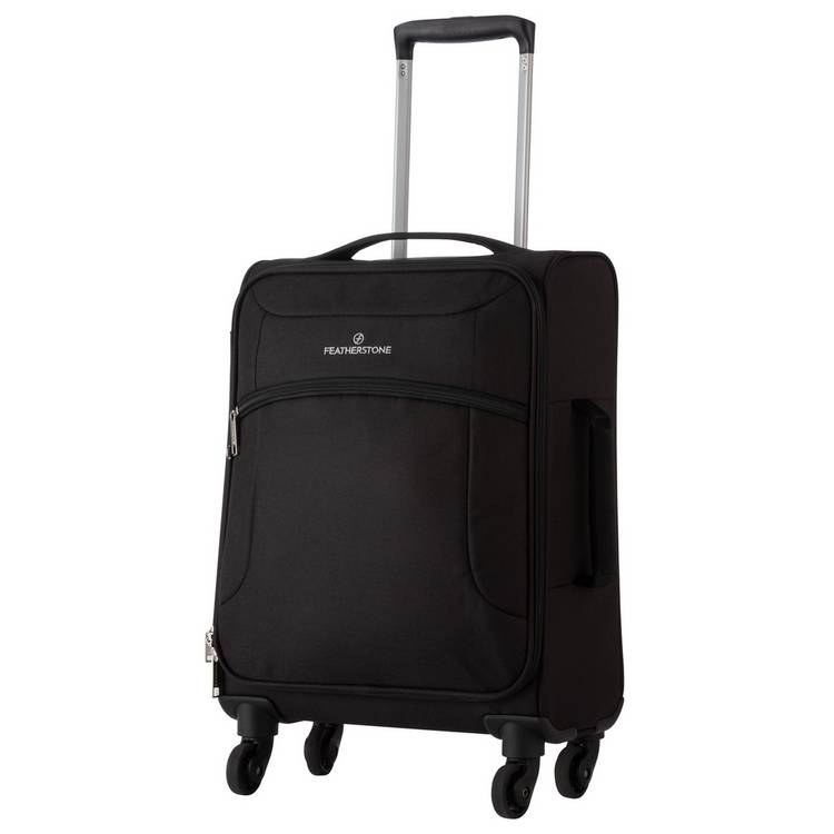 Featherstone 4 wheel soft cabin-size suitcase black, imported from the UK