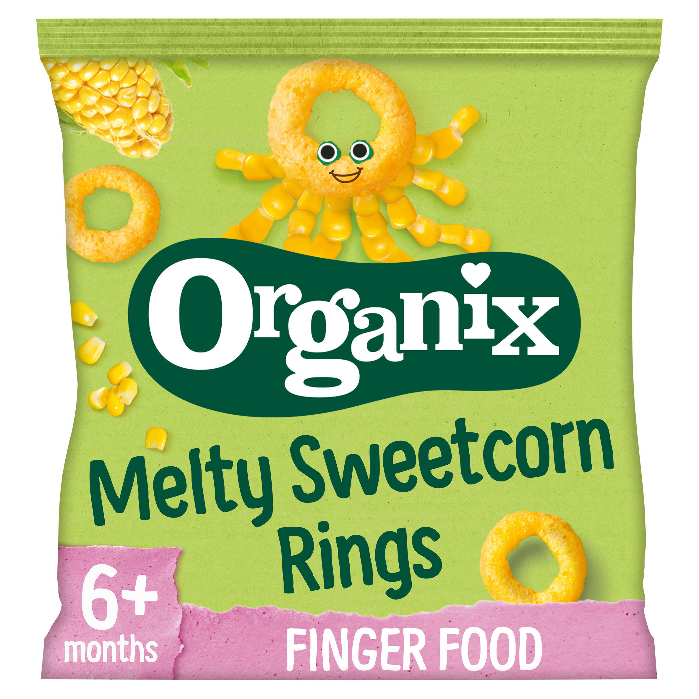 Organix Melty Organic Sweetcorn Rings Baby Puffs 6 months+ 20g snacks & rusks Sainsburys   