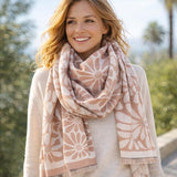 POM camel flower print scarf 69x184cm - British product