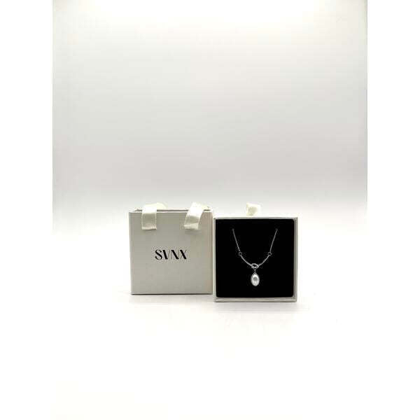 SVNX silver baroque oval pearl necklace 44cm (British brand)