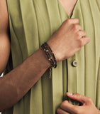 Nialaya gold-plated tiger eye and onyx beaded bracelet, UK version