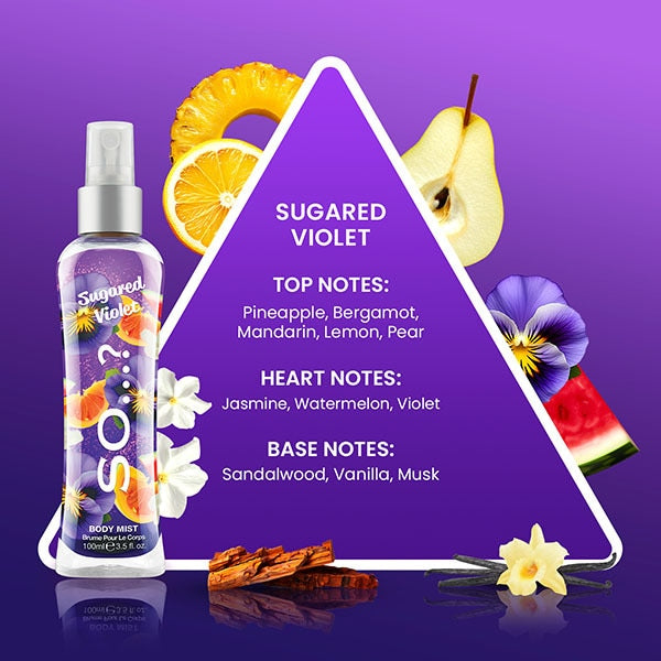SO...? Body Mist Sugared Violet 100ml bottle - British product