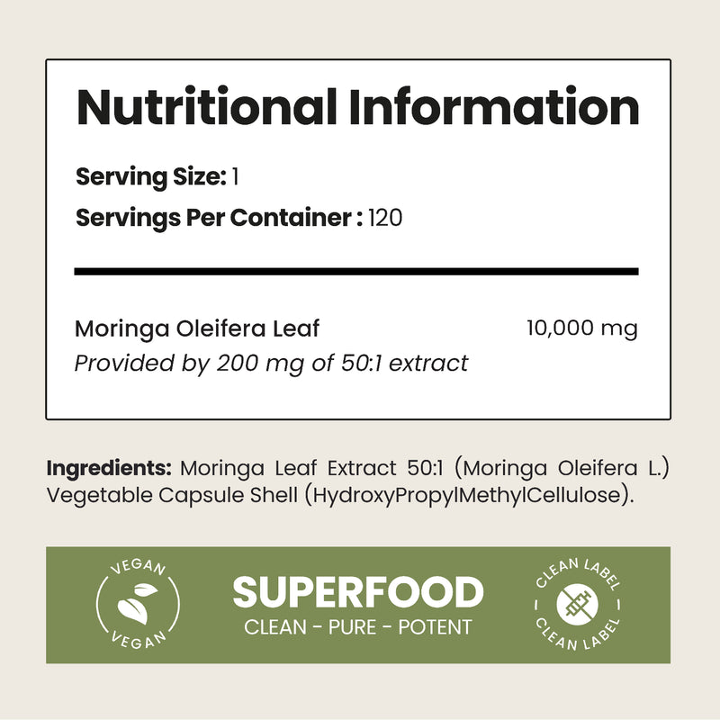 VitaBright Moringa leaf extract 10,000mg capsules 120 count, UK version