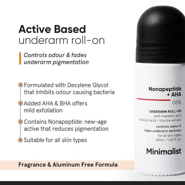 Minimalist Nonapeptide + AHA 06% underarm roll-on 40ml (British brand)