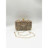 SVNX Daisy Embellished Clutch Bag gold, imported from the UK