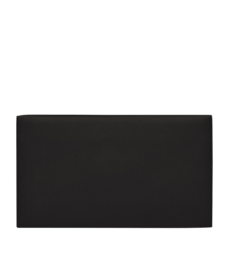 Saint Laurent Uptown leather clutch bag with YSL monogram, UK version