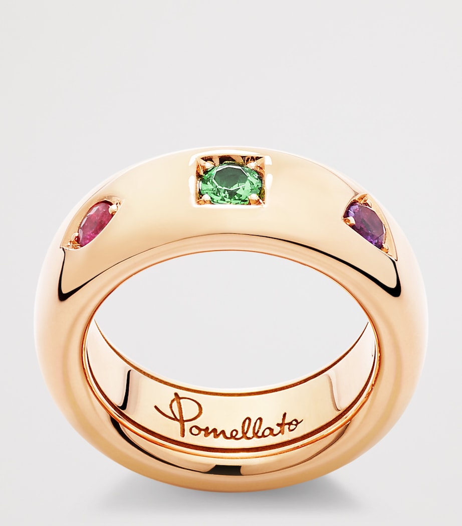 Pomellato rose gold mixed stone Slim Iconica ring, UK version