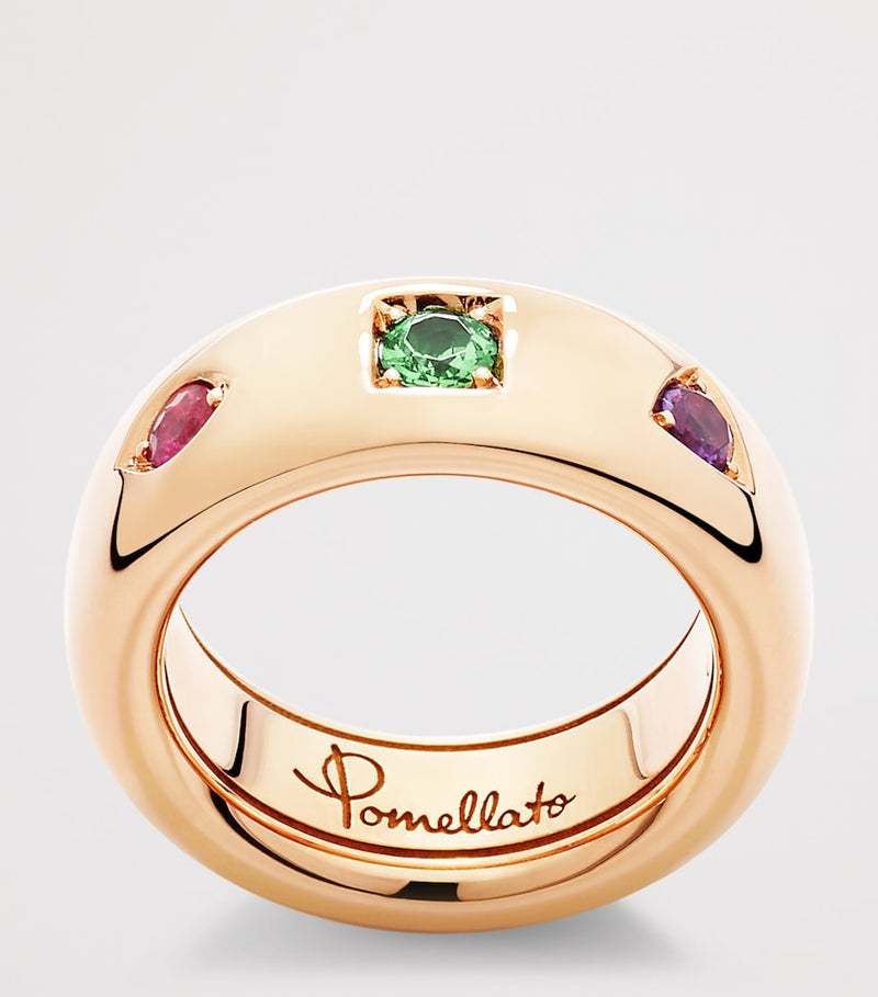 Pomellato rose gold mixed stone Slim Iconica ring, UK version