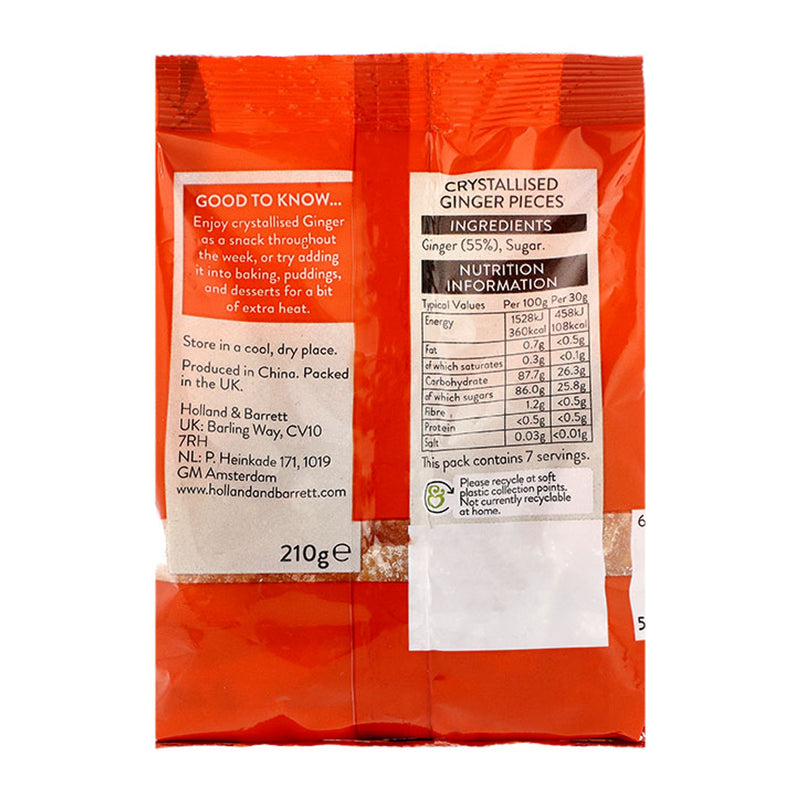 Holland & Barrett crystallised ginger 210g, UK version