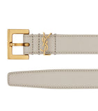 Saint Laurent leather monogram belt gold-toned buckle - British product